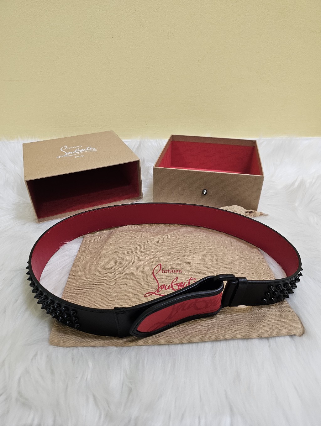 Christian Louboutin Loubi Belt - Calf Leather And Spikes - Black